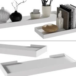 Vicco Étagère murale Blanc 60x3cm Lot de 2