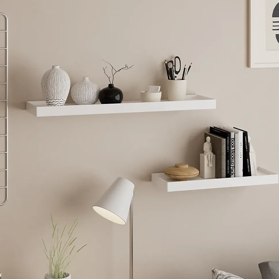 Vicco Étagère murale Blanc 60x3cm Lot de 2