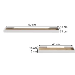 Vicco étagère murale blanc/chêne 60x3cm Lot de 2