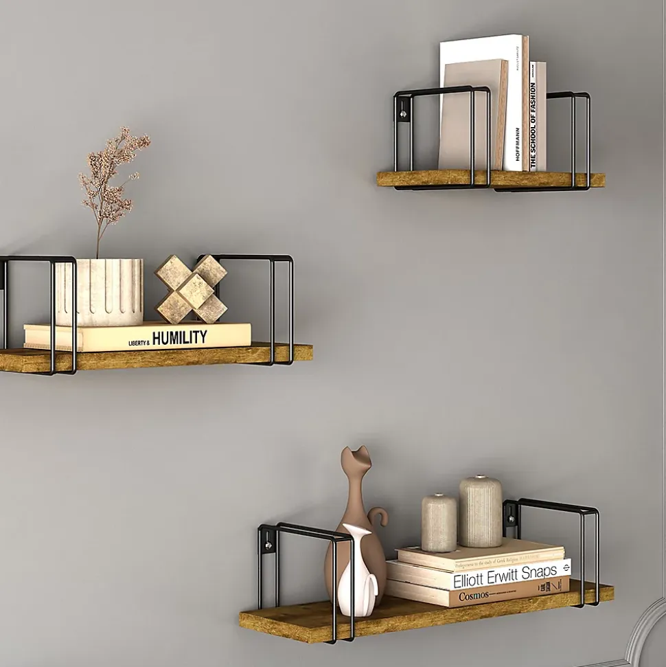Vicco Étagère murale Bois antique 3 pièces