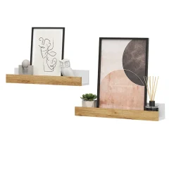 Vicco Étagère murale Chêne blanc/force de lor 60x10cm Lot de 2