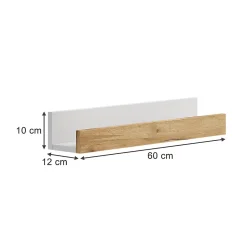 Vicco Étagère murale Chêne blanc/force de lor 60x10cm Lot de 2