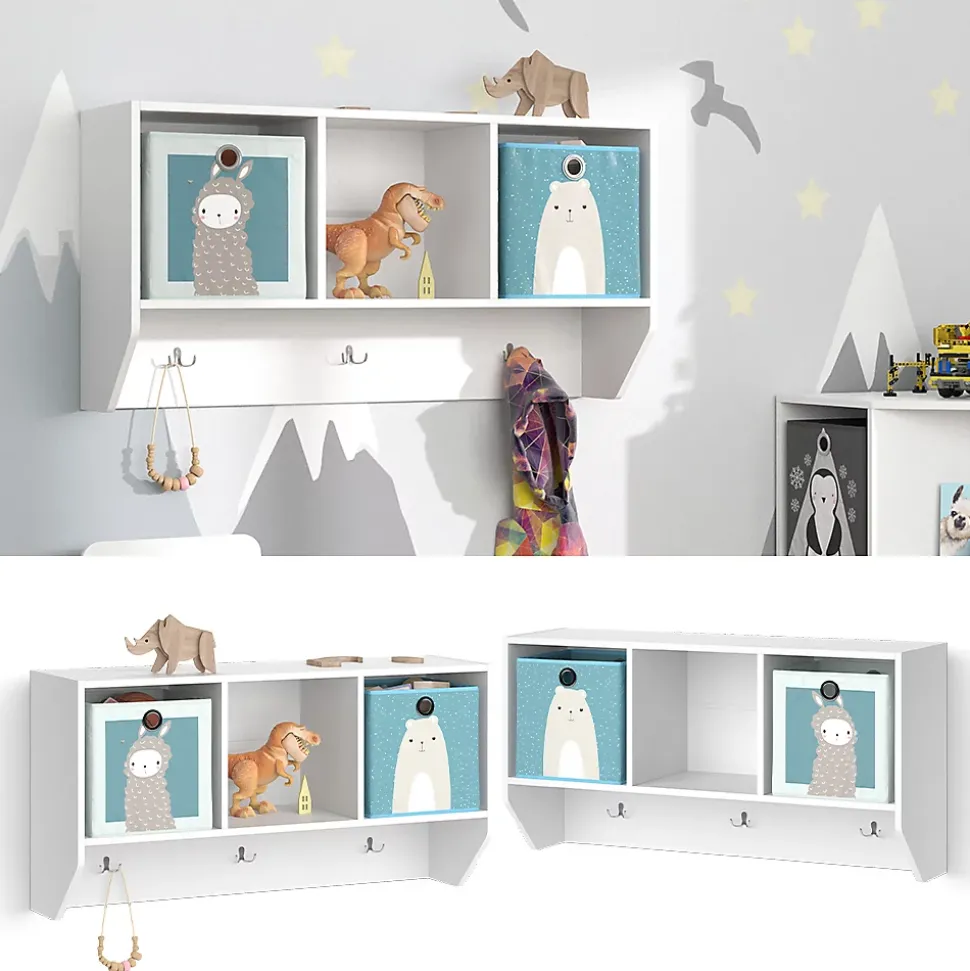 Vicco Étagère murale enfant Blanc 31x56cm avec 2 boxes pliants opt.2