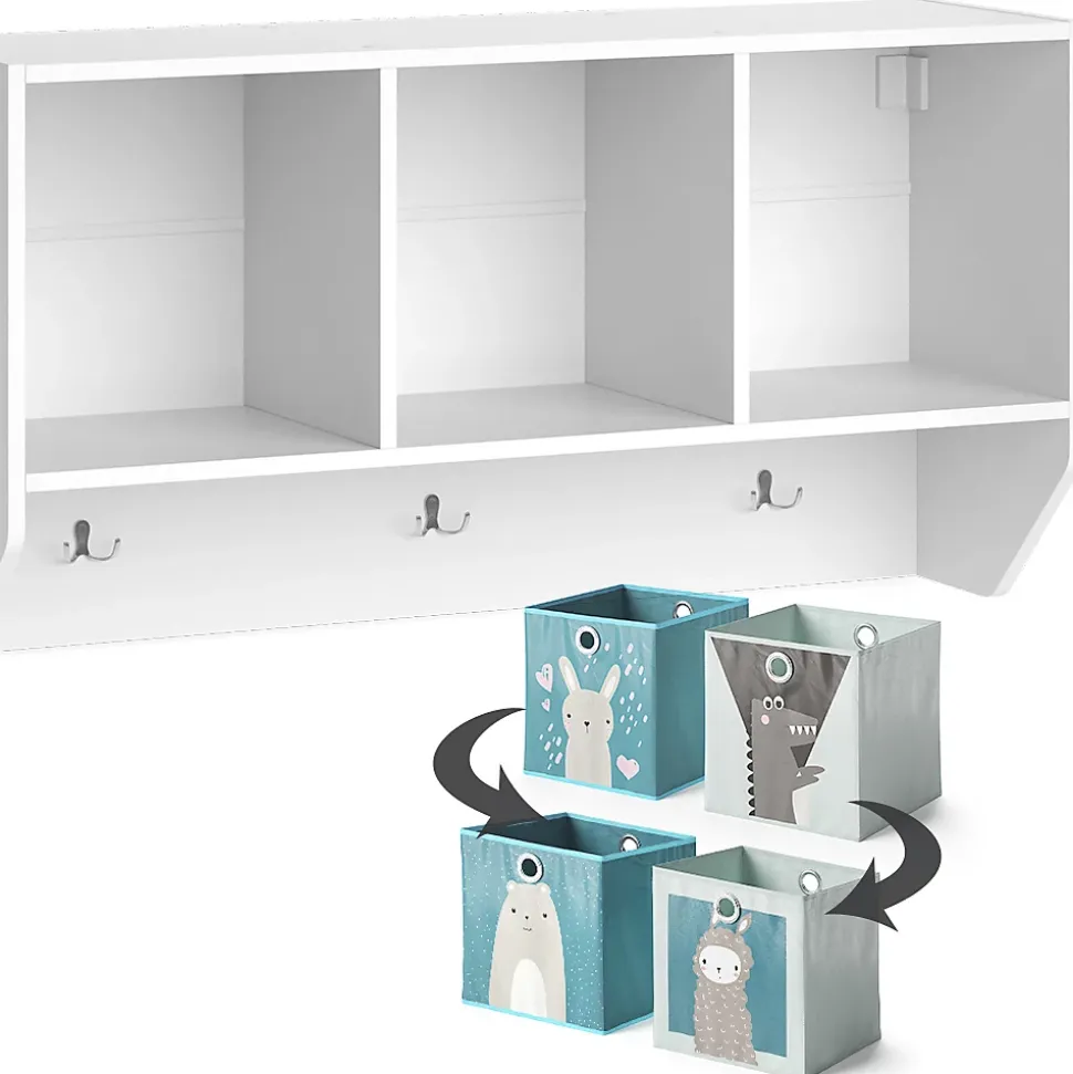 Vicco Étagère murale enfant Blanc 31x56cm avec 2 boxes pliants opt.2
