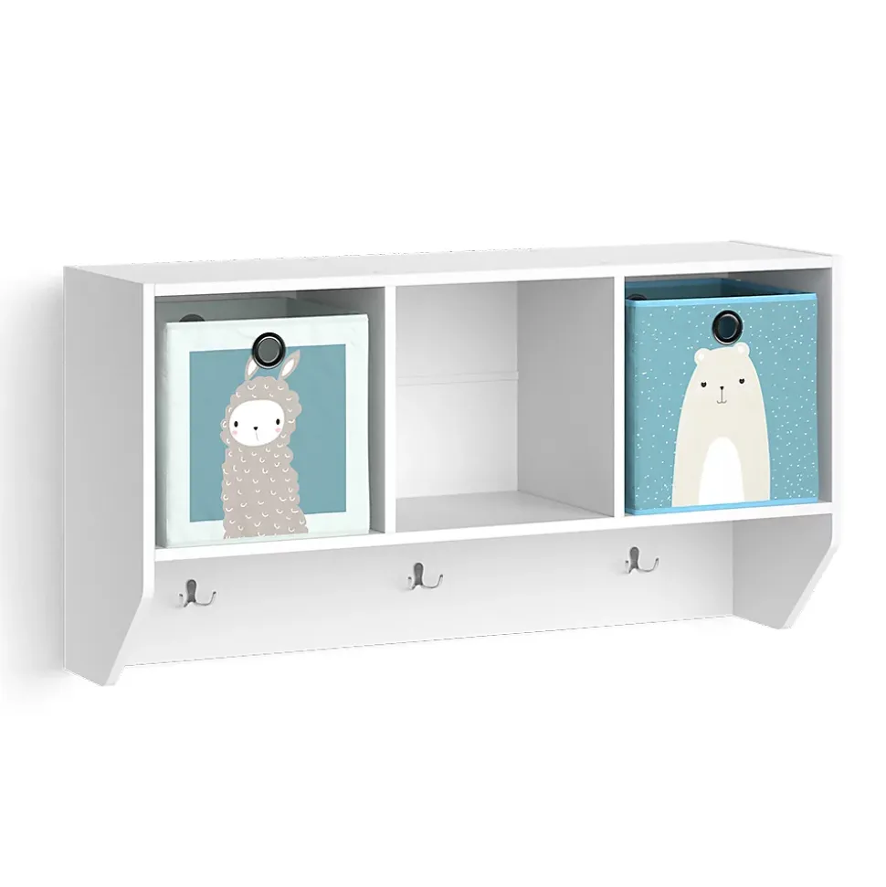Vicco Étagère murale enfant Blanc 31x56cm avec 2 boxes pliants opt.2