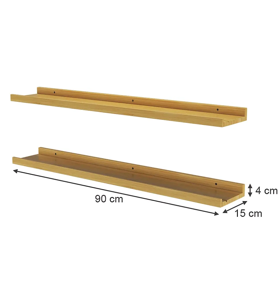 Vicco Étagère murale Naturel bois 90x4cm Lot de 2