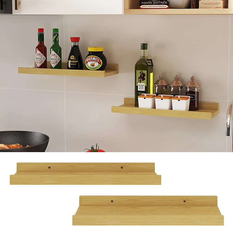 Vicco Étagère murale Naturel bois 40x4cm Set de 2 pièces 40