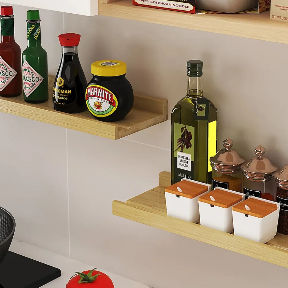 Vicco Étagère murale Naturel bois 40x4cm Set de 2 pièces 40