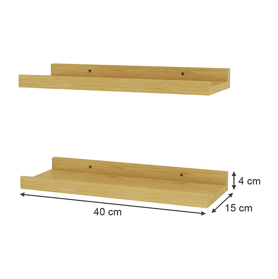 Vicco Étagère murale Naturel bois 40x4cm Set de 2 pièces 40