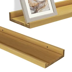Vicco Étagère murale Naturel bois 40x4cm Set de 2 pièces 40