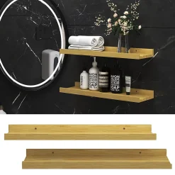 Vicco Étagère murale Naturel bois 50x4cm Lot de 2