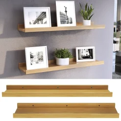 Vicco Étagère murale Naturel bois 60x4cm Lot de 2