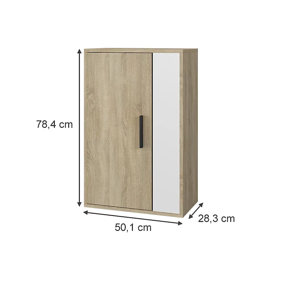 Vicco Étagère murale Sonoma/blanc 50.1x78.4cm avec 2 compartiments