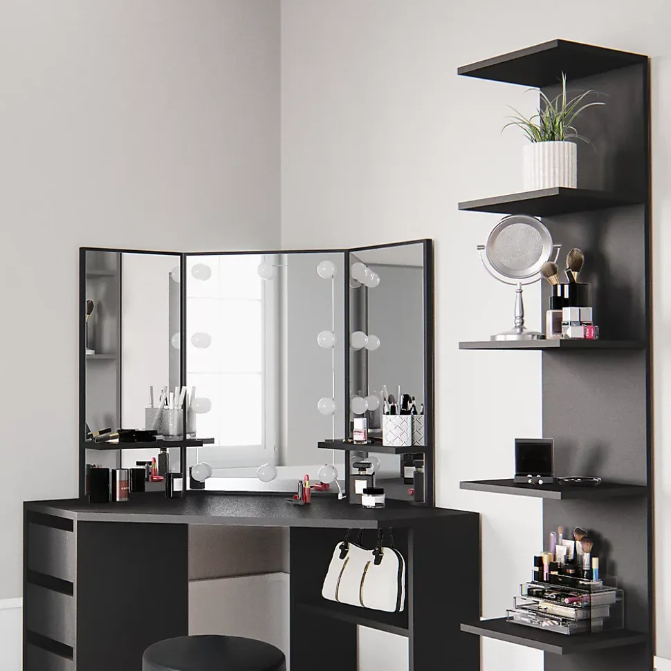 Vicco Étagère Noir 30x190cm ouvert
