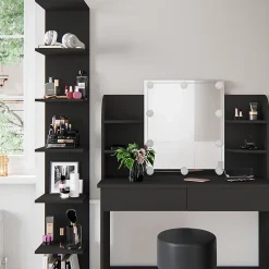 Vicco Étagère Noir 30x190cm ouvert