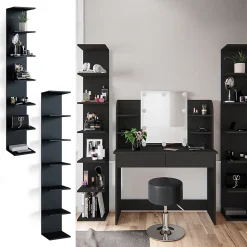 Vicco Étagère Noir 30x190cm ouvert