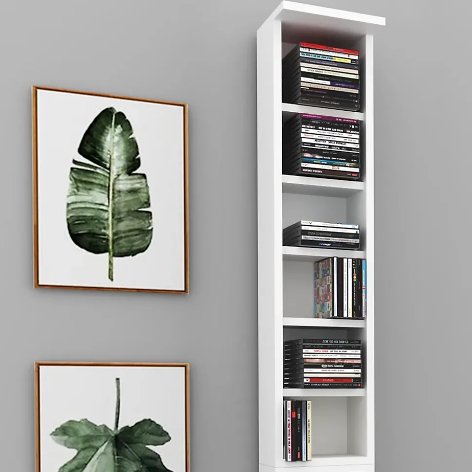 Vicco Étagère pour CD Blanc 21x91.8cm Grand set de 2