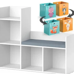Vicco Étagère pour enfants Blanc 30.9x88.6cm avec 2 boxes pliants opt.1