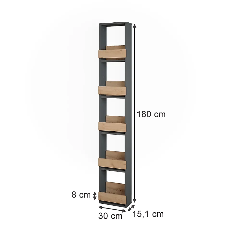 Vicco étagère pour verres à vin Chêne doré/anthracite 30x180cm
