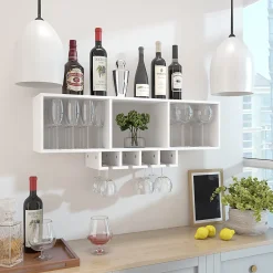 Vicco étagère pour verres à vin Blanc avec porte-verre