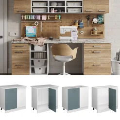 Vicco Universal Armoire dangle Bleu-gris 86cm avec porte, sans PT