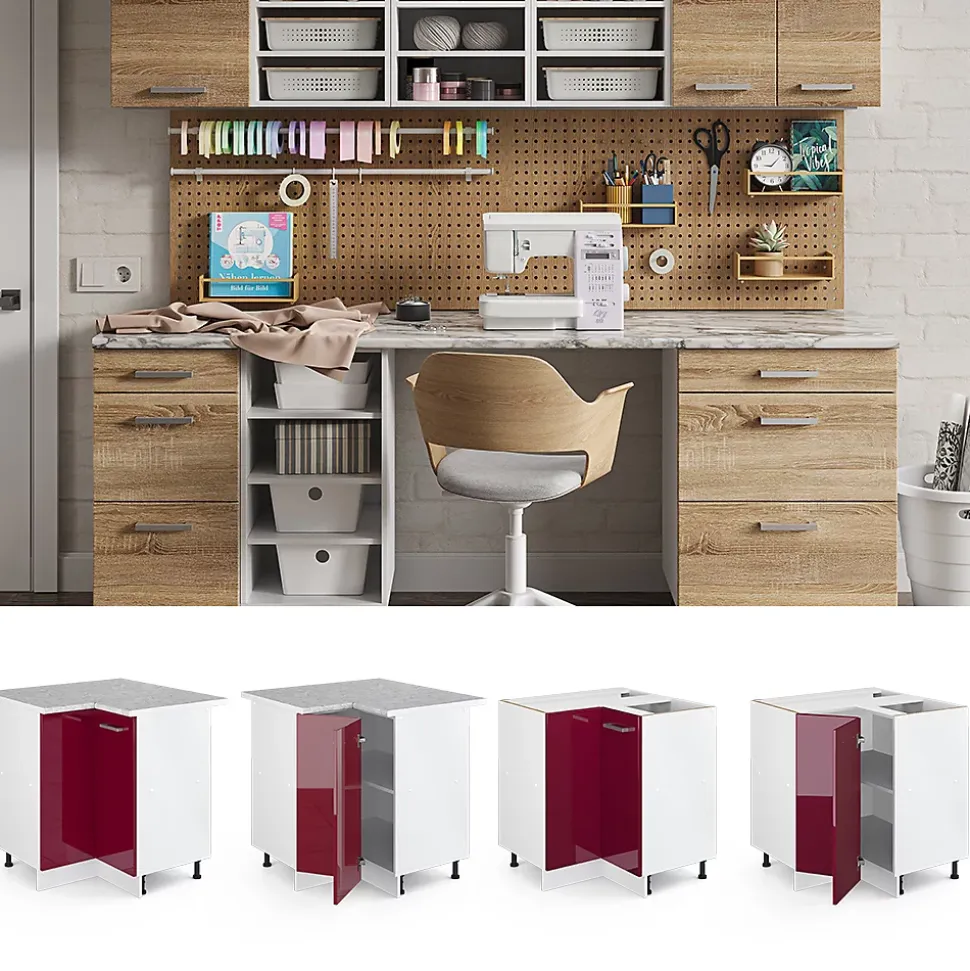 Vicco Universal Armoire dangle Rouge bordeaux Haute brillance 75.6cm avec porte, sans PT