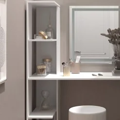 Vicco Vanity table Blanc 122.2cm avec éclairage et tabouret