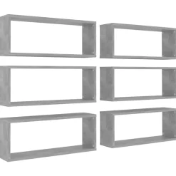 VIDAXL - Etagere murale cube 6 pcs - Bois d ingenierie - Gris beton - 60x15x23 cm - Charge 40 kg