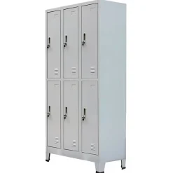 vidaXL Armoire à casiers avec 6 compartiments Acier 90x45x180 cm Gris