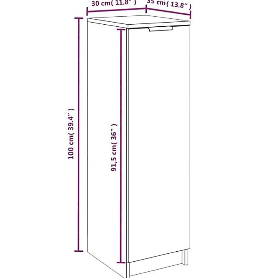 vidaXL Armoire à chaussures Chêne Sonoma 30x35x100cm Bois d'ingénierie 811433