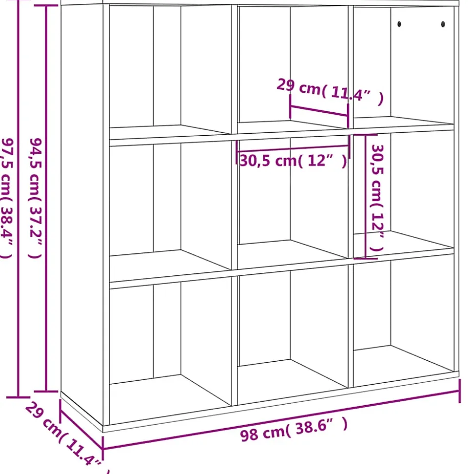 VidaXL Armoire à livres Chêne fumé 98x30x98 cm 815450