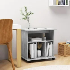 vidaXL Armoire à roulettes Gris béton 60x45x60 cm Aggloméré