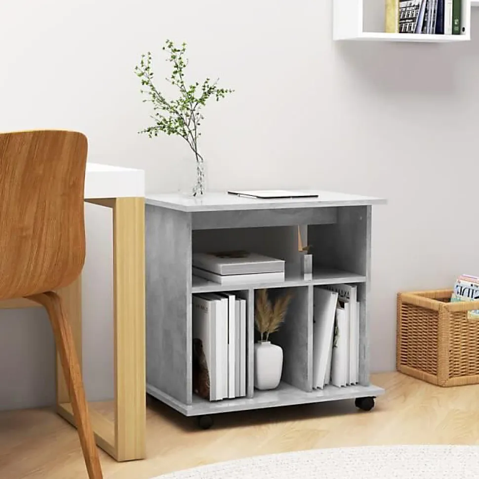 vidaXL Armoire à roulettes Gris béton 60x45x60 cm Aggloméré