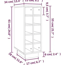 vidaXL Armoire à vin Blanc 23x34x61 cm Bois de pin massif 820972