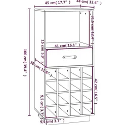 vidaXL Armoire à vin 45x34x100 cm Bois de pin massif 821532