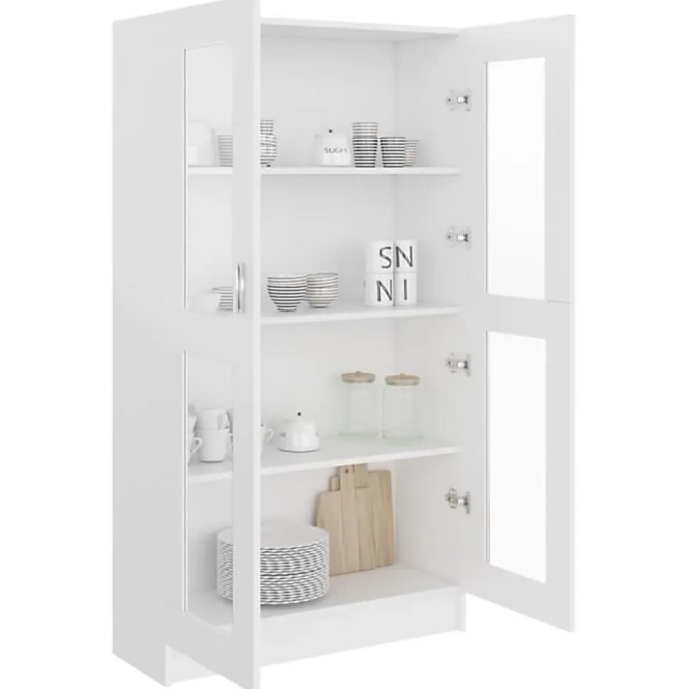vidaXL Armoire à vitrine Blanc 82,5x30,5x150 cm Bois d'ingénierie 802759