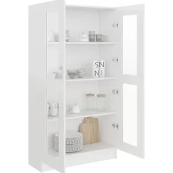 vidaXL Armoire à vitrine Blanc 82,5x30,5x150 cm Bois d'ingénierie 802759