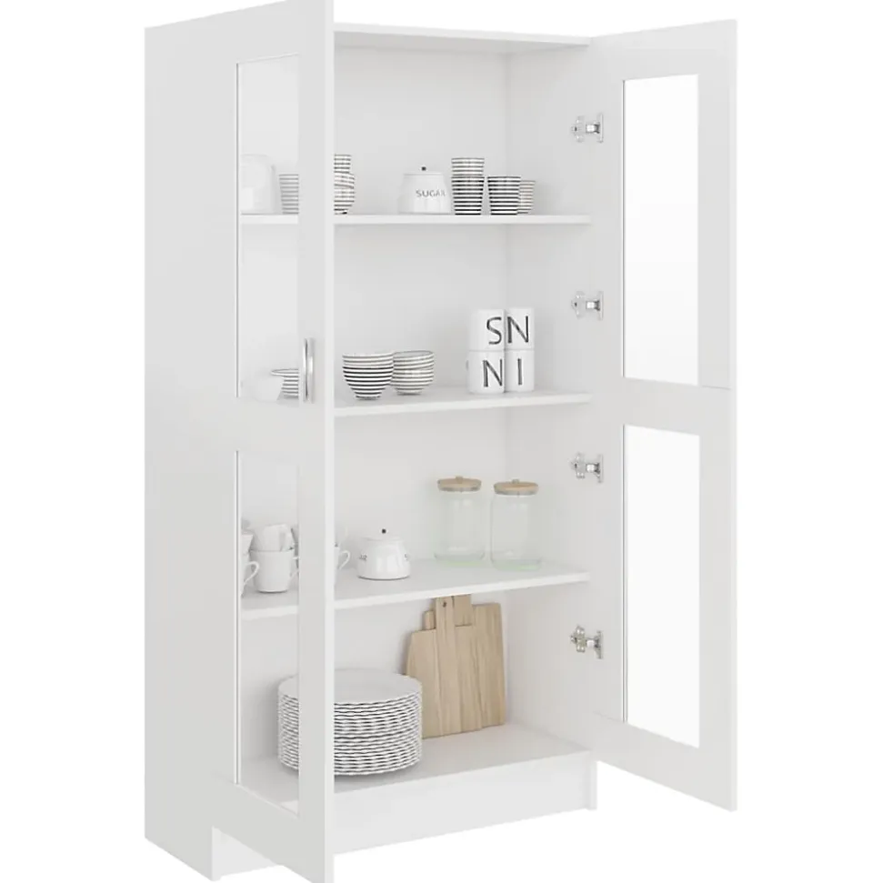 vidaXL Armoire à vitrine Blanc 82,5x30,5x150 cm Bois d'ingénierie 802759