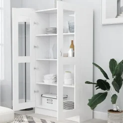 vidaXL Armoire à vitrine Blanc 82,5x30,5x150 cm Bois d'ingénierie 802759