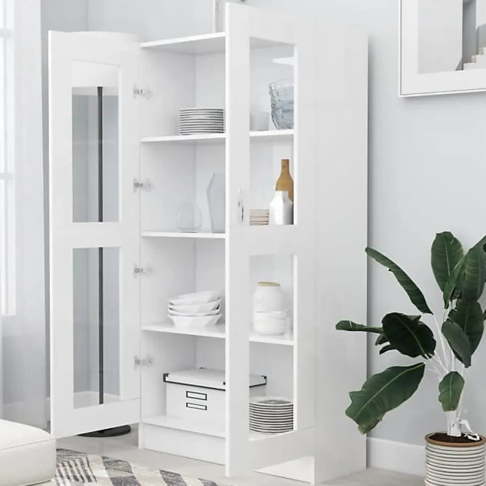 vidaXL Armoire à vitrine Blanc 82,5x30,5x150 cm Bois d'ingénierie 802759