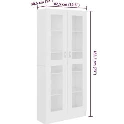 vidaXL Armoire à vitrine Blanc 82,5x30,5x185,5 cm Bois d'ingénierie 802768
