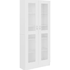 vidaXL Armoire à vitrine Blanc 82,5x30,5x185,5 cm Bois d'ingénierie 802768