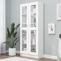 vidaXL Armoire à vitrine Blanc 82,5x30,5x185,5 cm Bois d'ingénierie 802768