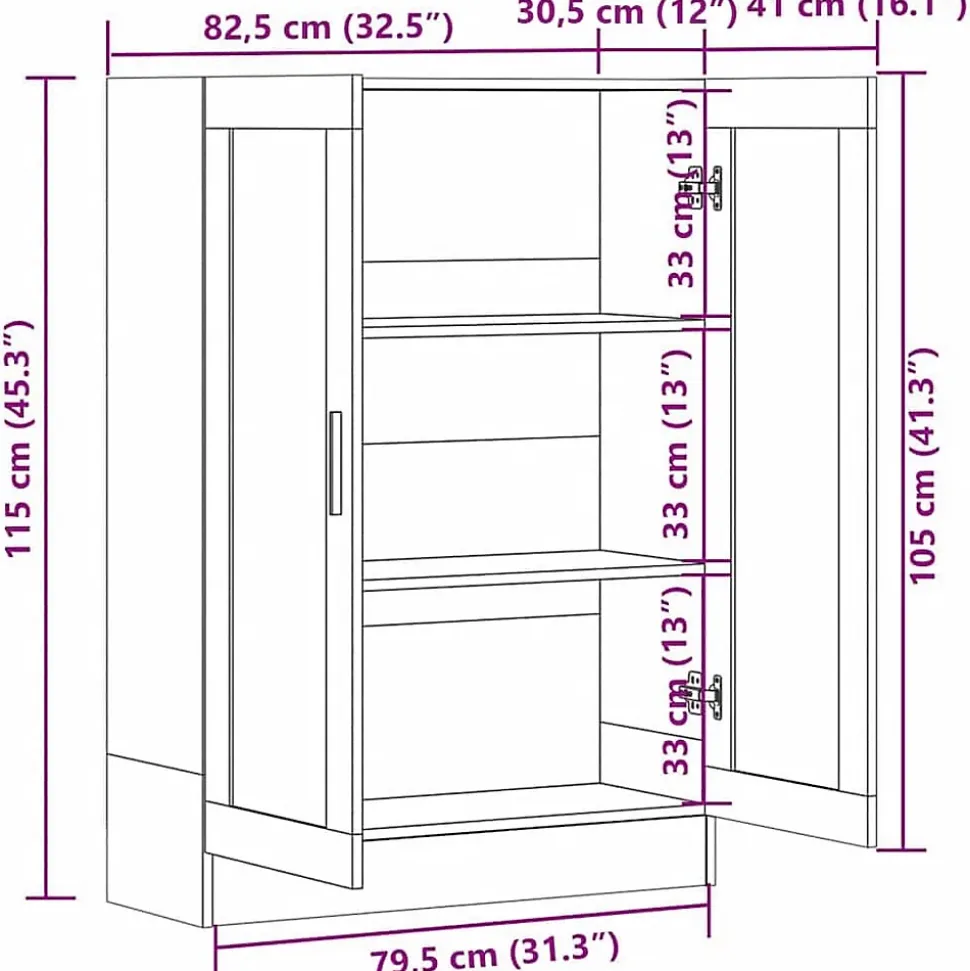 VidaXL Armoire à vitrine Blanc 82,5x30,5x115 cm Bois d'ingénierie 802750