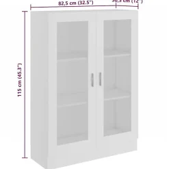 VidaXL Armoire à vitrine Blanc 82,5x30,5x115 cm Bois d'ingénierie 802750