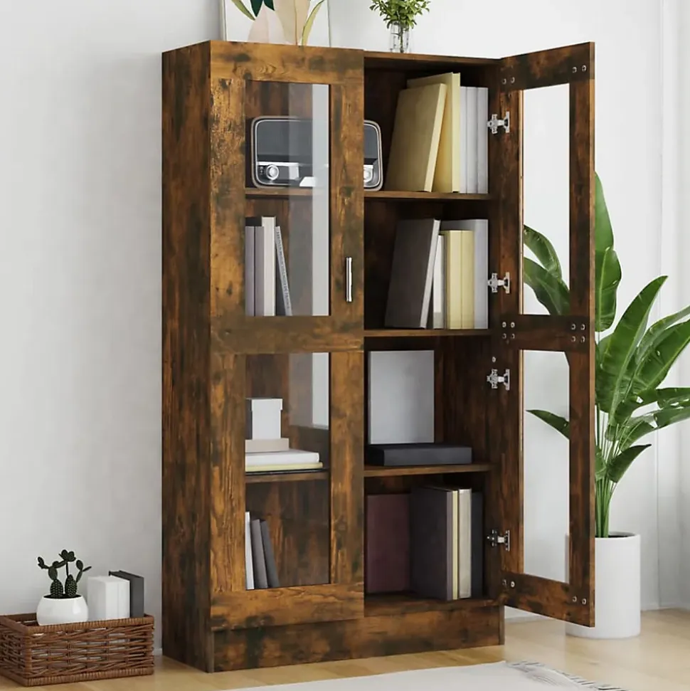 VidaXL Armoire à vitrine Chêne fumé 82,5x30,5x150 cm Bois d'ingénierie 815117