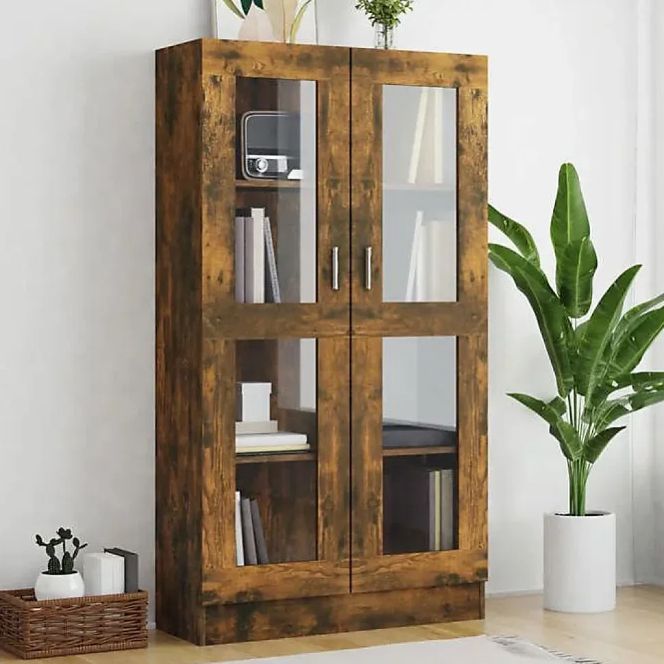 VidaXL Armoire à vitrine Chêne fumé 82,5x30,5x150 cm Bois d'ingénierie 815117
