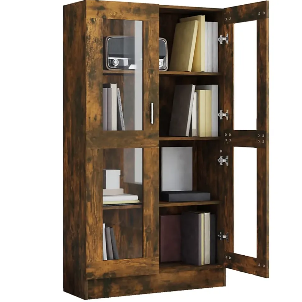 VidaXL Armoire à vitrine Chêne fumé 82,5x30,5x150 cm Bois d'ingénierie 815117