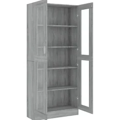 VidaXL Armoire à vitrine Sonoma gris 82,5x30,5x185,5cm Bois ingénierie 815622