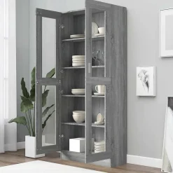 VidaXL Armoire à vitrine Sonoma gris 82,5x30,5x185,5cm Bois ingénierie 815622